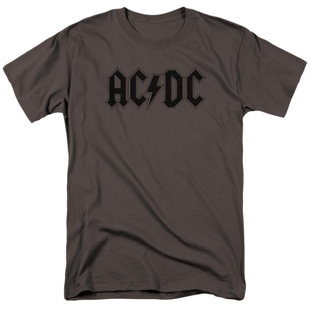 Acdc Worn Logo Adult 181 T Shirt Charcoal